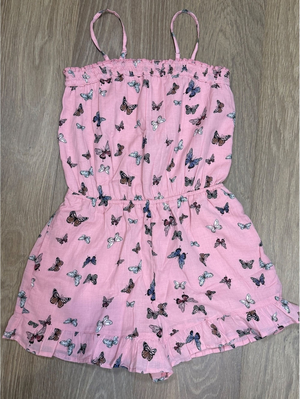NWT Abercrombie Kids Pink Butterfly Print Romper 11/12